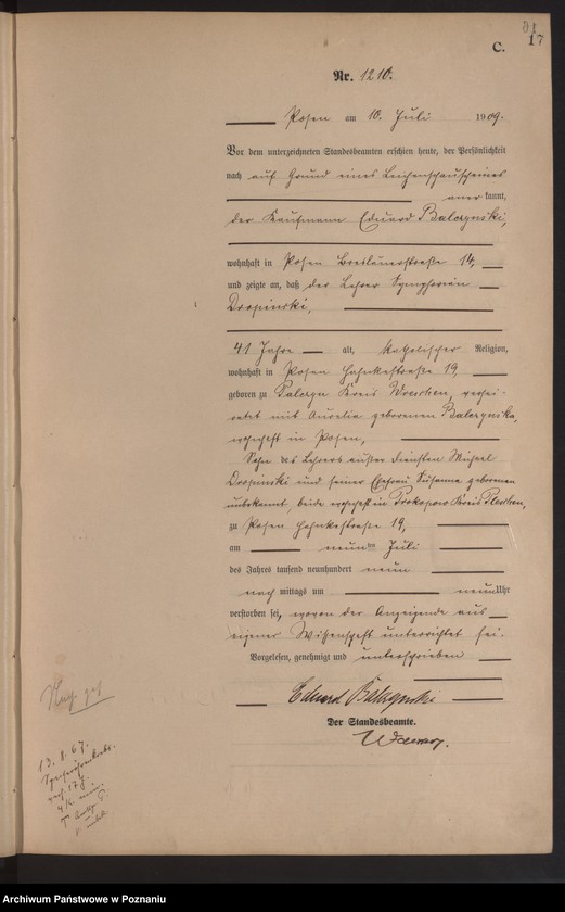 Obraz 19 z jednostki "Księga miejscowa zgonów tom III [Rejestr główny zgonów]"