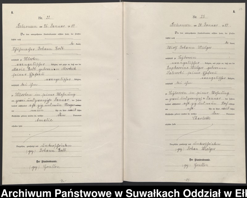 image.from.unit.number "[Geburts-Neben-Register des Königlichen Preussischen Standes-Amtes Belzonzen Kreis Johannisburg]"