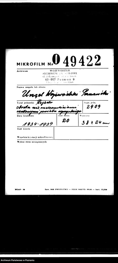 Obraz 2 z jednostki "Rejestr obrotu nieruchomościami rentowymi powiatu wrzesińskiego"