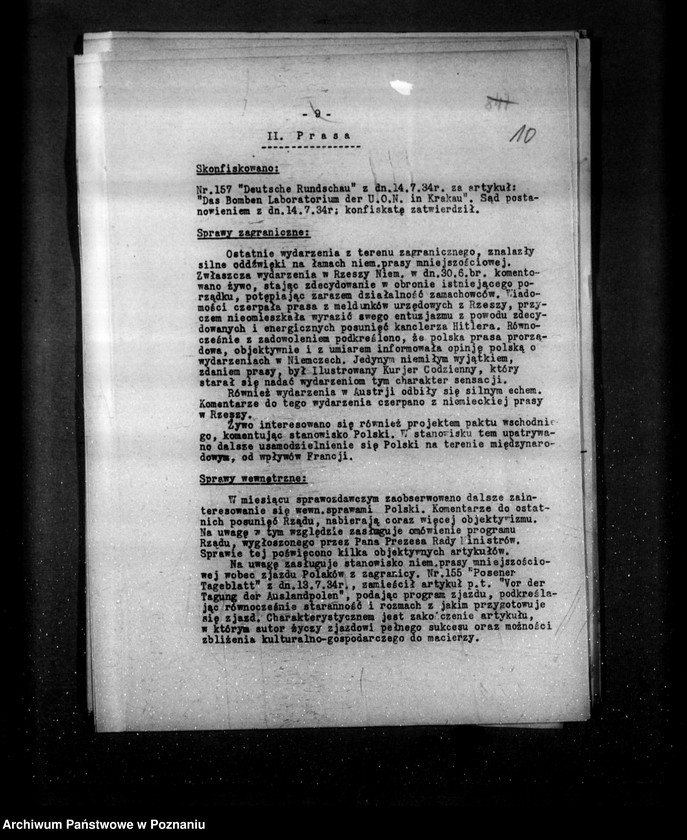 Obraz 16 z jednostki "Sprawozdania z życia mniejszości narodowych za miesiące lipiec i sierpień, wrzesień 1934 r."