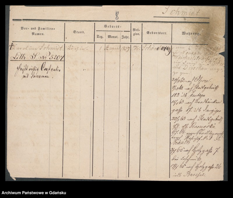 image.from.unit.number "Karty meldunkowe: Schmidt Karoline - Schmidt Nicolaus"