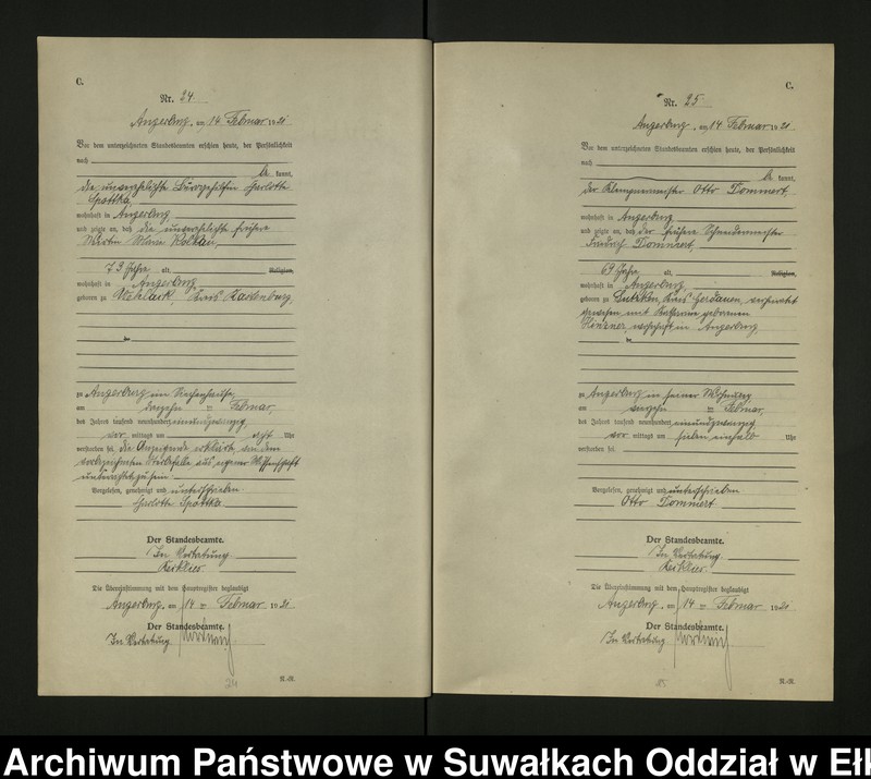 image.from.unit.number "[Sterbe - Register (Neben - Register) Standesamt Angerburg einschl. der Bezirke Gross Strengeln, Kehlen und Prinowen]"
