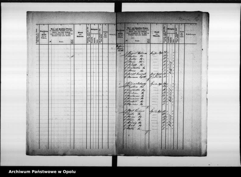 Obraz 16 z jednostki "Acta des Magistrats zu Oppeln betreffend die Aufnahme der Seelenzahl im Adalbert - Bezirk"