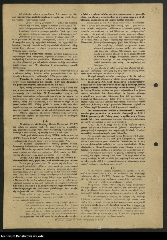 Obraz 13 z jednostki "Odezwy [tezy do referatów, materiały propagandowe różnych organizacji społeczno - politycznych]"