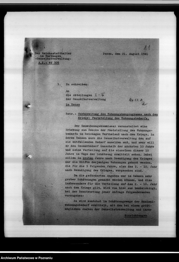 Obraz 16 z jednostki "Vorbereitung des Wohnungsbauprogrammes nach dem Kriege. Feststellung des Wohnungsbedarfes."