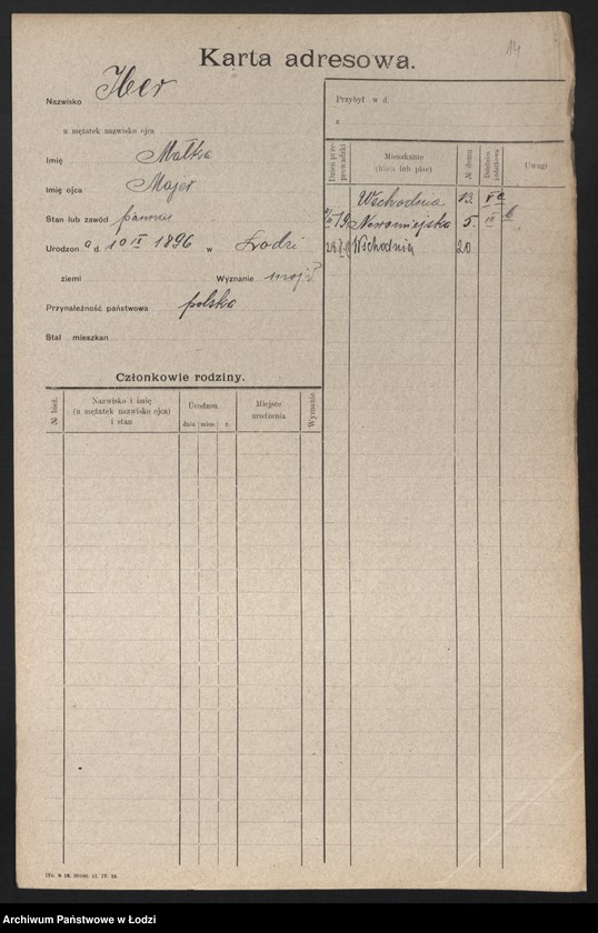 Obraz 16 z jednostki "[Spis ludności Łodzi] Imacki - Iwanowa"
