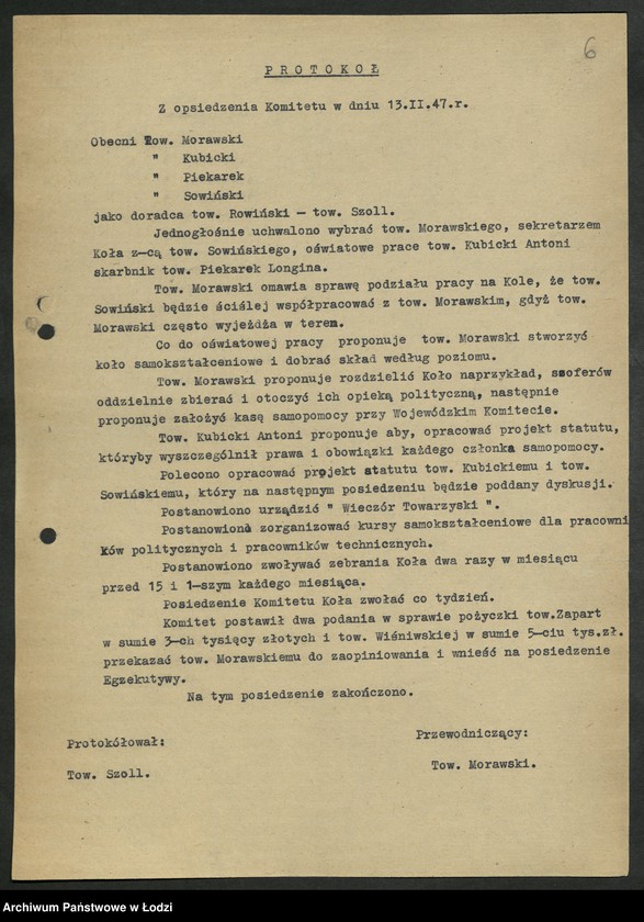 Obraz 7 z jednostki "Protokoły posiedzeń koła partyjnego przy Komitecie Wojewódzkim Polskiej Partii Robotniczej"