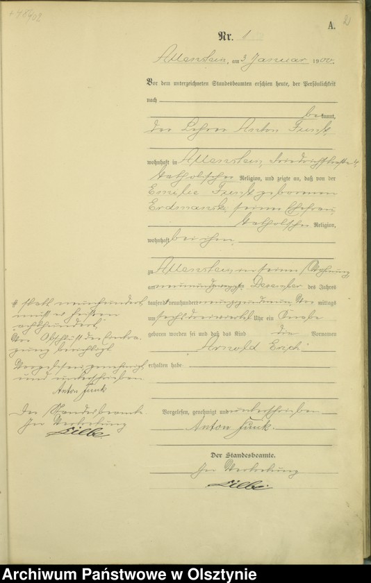 image.from.unit.number "Geburts-Haupt-Register Tom I,Nr 1 - 394"