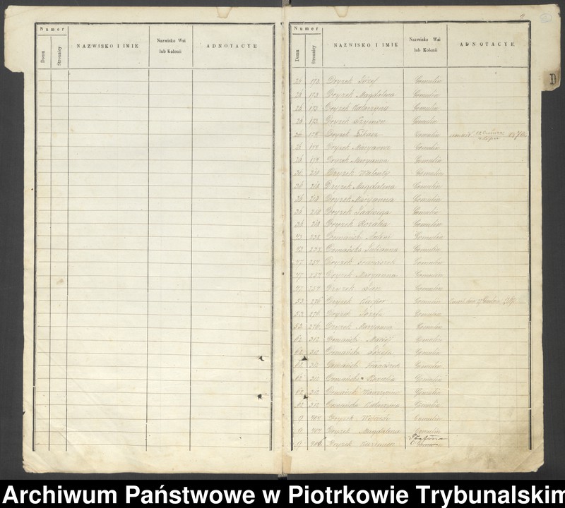 image.from.unit.number "[Księga ludności stałej wsi: Gomulin, Żachta, Folwark Żądło, Cisowa, Zaborów]"