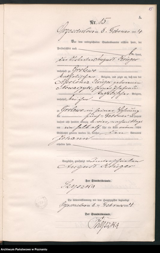 Obraz 18 z jednostki "Księga urodzeń"