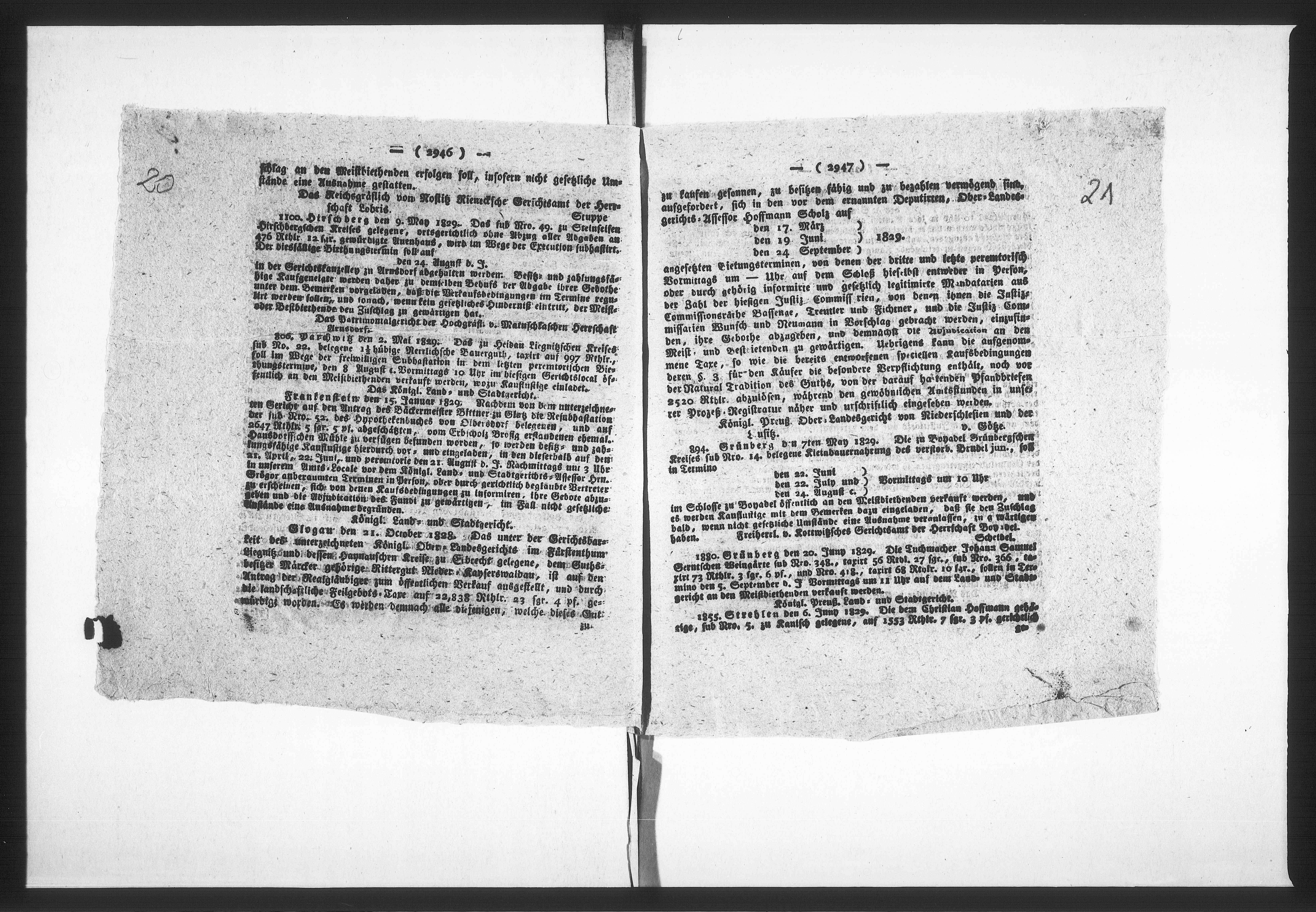 Obraz 17 z jednostki "Acta betreffend die Verpachtung des städtischen Gasthauses zum weissen Ross und der Viehmarkt Auftriebs-Gelder. Vol. II de anno 1829 bis 1852"