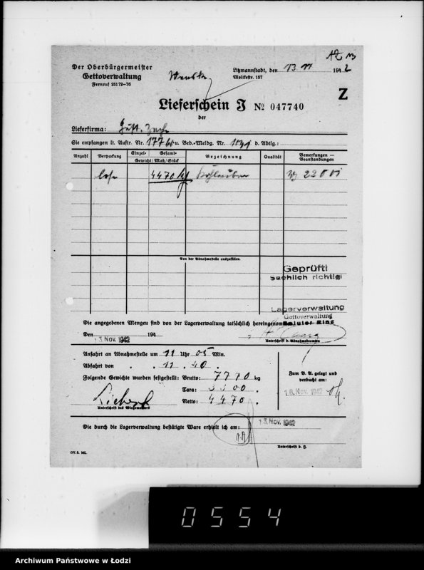 Obraz 17 z jednostki "Lebensmitteleinkauf. Aufträge, [Lieferscheinen und Rechnungen] 17726-17760 [Dostawa jarzyn do Getta]"