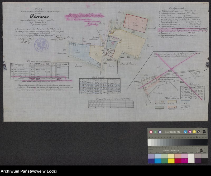 Obraz 1 z jednostki "Plan gruntów rzymsko-katolickiego kościoła parafialnego we wsi Gieczno ..."