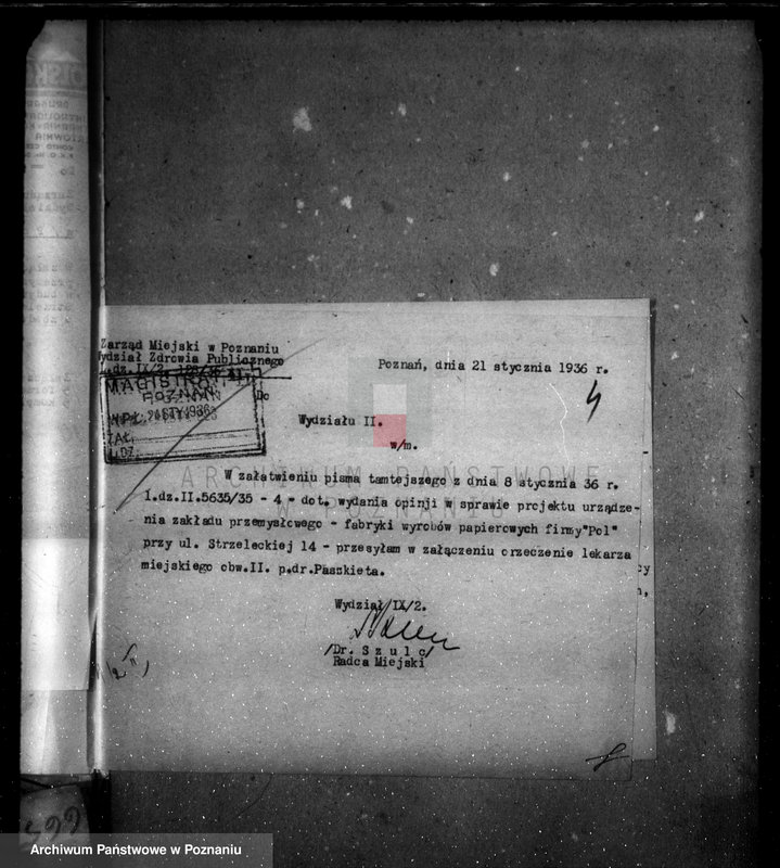 Obraz 8 z jednostki "Zatwierdzenie zakładu przemysłowego /fabryki wyrobów papierniczych firmy "Pol" w Poznaniu"