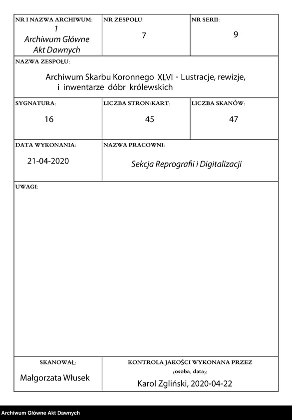 image.from.unit.number ""Lustracya Dobr Krolewskich Starostwa Salnickiego (...)""