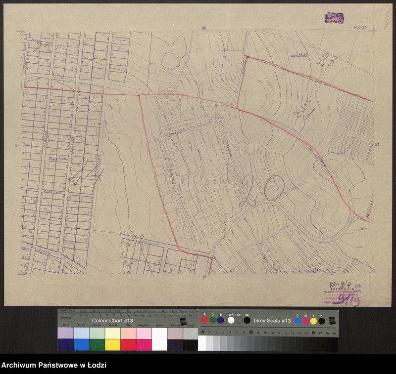 Obraz 1 z jednostki "Plan m. Łodzi 1:2000 z oznaczeniem podziału miasta na Obwody Komitetów Blokowych. Sekcja NO25"
