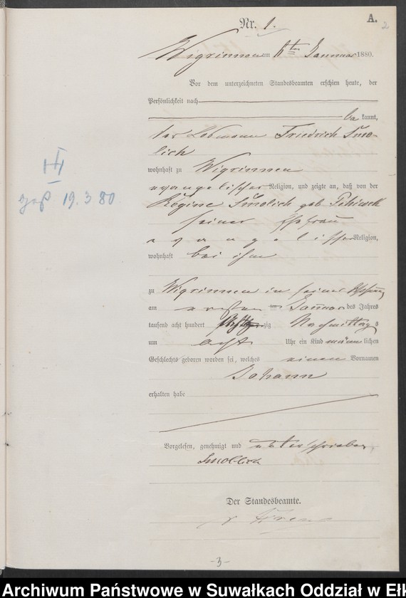 image.from.unit.number "Geburts-Haupt-Register des Königlich Preussischen Standes-Amtes Guszianka Kreis Sensburg"
