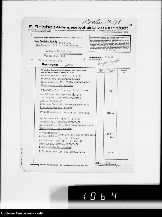 Obraz 16 z jednostki "[Leergut F.Reichelt A.G.L