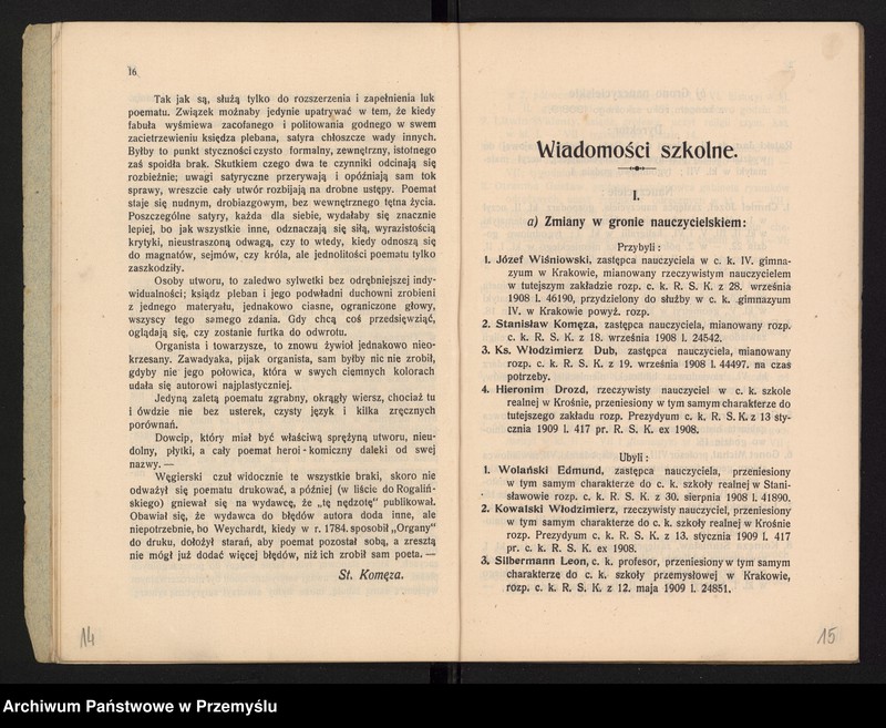 image.from.unit.number "V Sprawozdanie Dyrekcji c.k. wyższej szkoły realnej w Jarosławiu za rok szkolny 1908/9"
