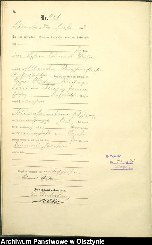 image.from.unit.number "Geburts-Haupt-Register Tom II,Nr 400 - 746"