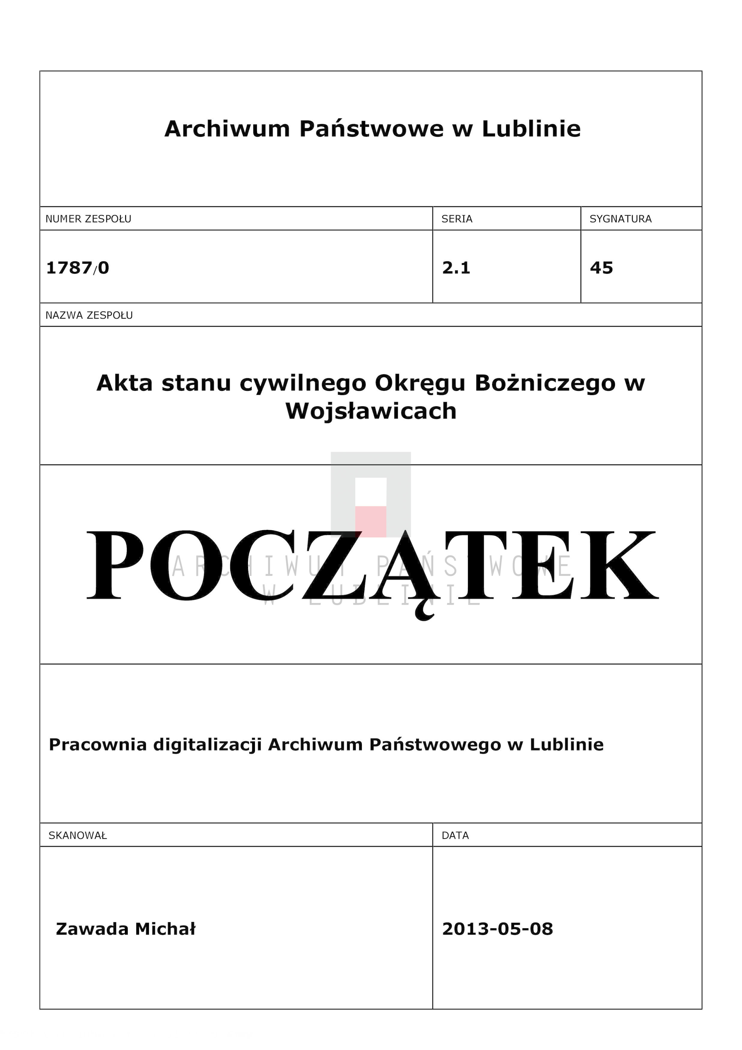 Skan z jednostki: Księga urodzeń, małżeństw i zgonów