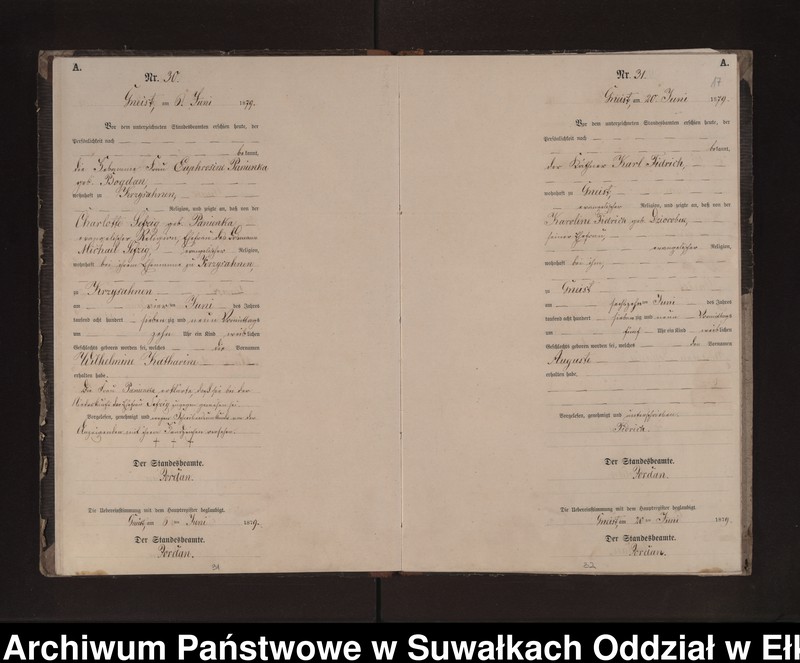 image.from.unit.number "Geburts-Neben-Register des Preussischen Standes-Amtes Gneist Kreis Loetzen"