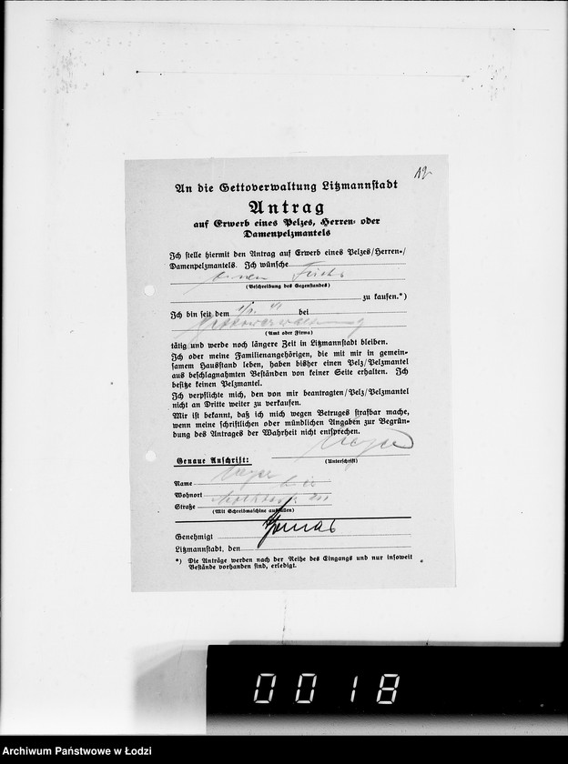 Obraz 16 z jednostki "Erledigte Rechnungen u.Pelzanträge Div.Sachen"