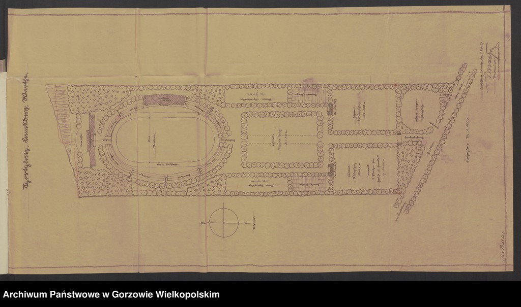 image.from.collection.number "Plany i projekty budowy stadionu sportowego przy Soldiner Strasse (ul. Konstytucji 3 Maja) z okresu 1925-1931."