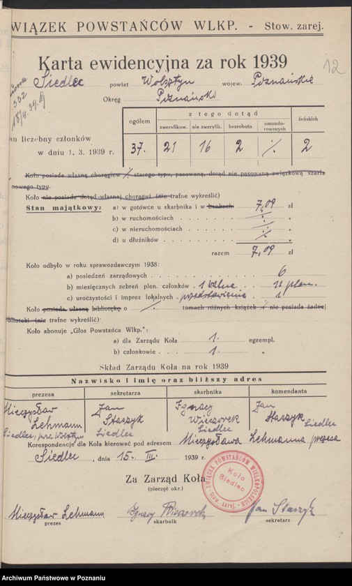 Obraz 18 z jednostki "Siedlce, powiat Wolsztyn - akta koła."