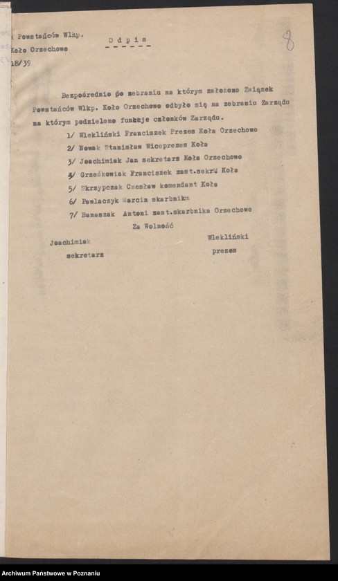 Obraz 11 z jednostki "Orzechowo, powiat Września - akta koła."