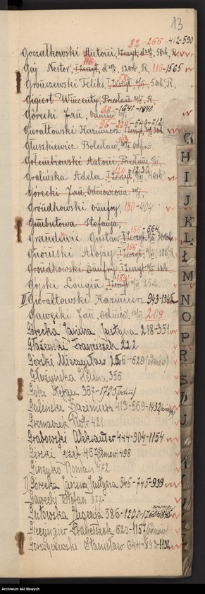 Obraz 16 z jednostki "Wykaz abecadłowy osób, które zgłosiły się o pomoc pieniężną."