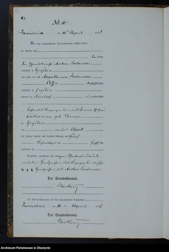 Obraz 13 z jednostki "Sterbe-Neben-Register Nr 1 - 37"