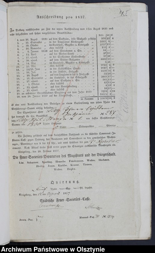 image.from.unit.number "Beläge zur Rechnung der Sackheimschen Elementaren Schulkassen"