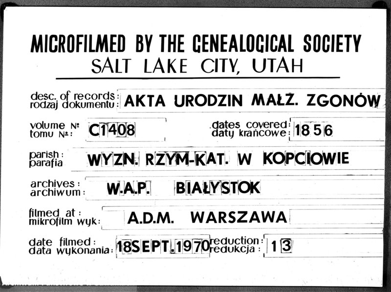 Obraz 1 z jednostki "Duplikat Parafii Kopciowo 1856"