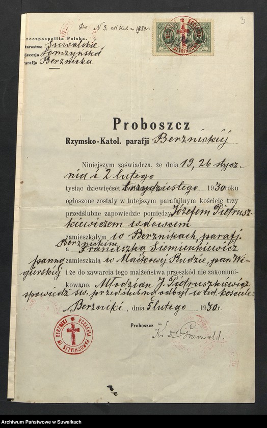 Obraz 5 z jednostki "Aneksa Aktów Ślubnych Rz-Katolickiej par. Wigierskiej za 1930 rok"