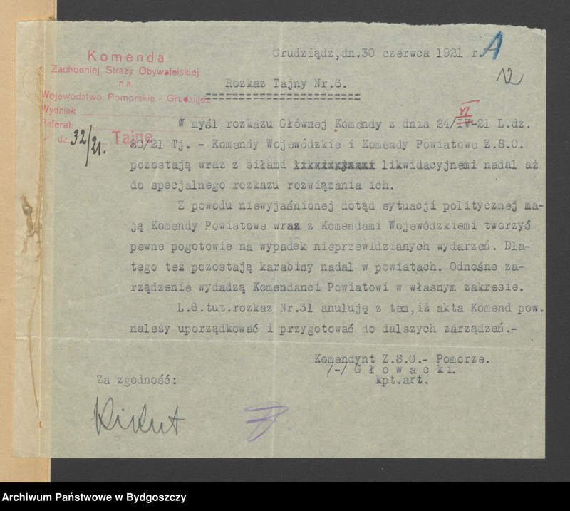 image.from.unit.number "Rozkazy tajne Komendy Głównej Zachodniej Straży Obywatelskiej w Poznaniu"