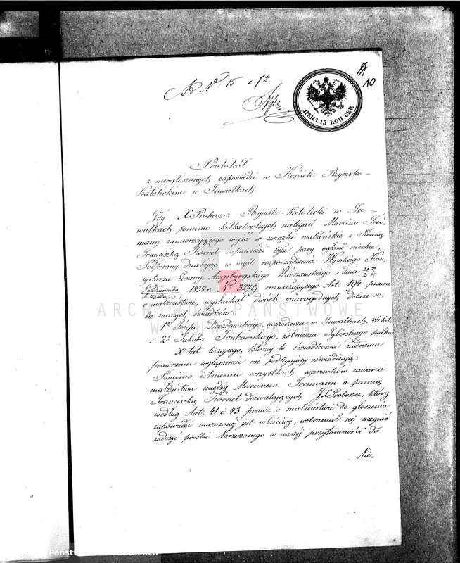 Obraz 14 z jednostki "Dowody wyz. Ewang. - augsb. Suawłki 1872"