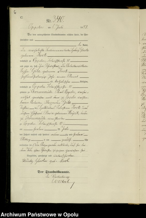 image.from.unit.number "Urząd Stanu Cywilnego w Opolu 1897 Rejestr zgonów Księga Miejscowa Nr 335 do 634"