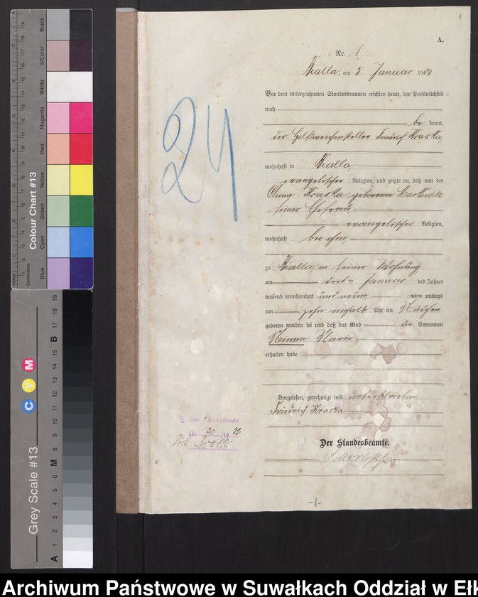 image.from.unit.number "[Geburts-Haupt-Register des Königlichen Preussischen Standes-Amtes Bialla Kreis Johannisburg]"