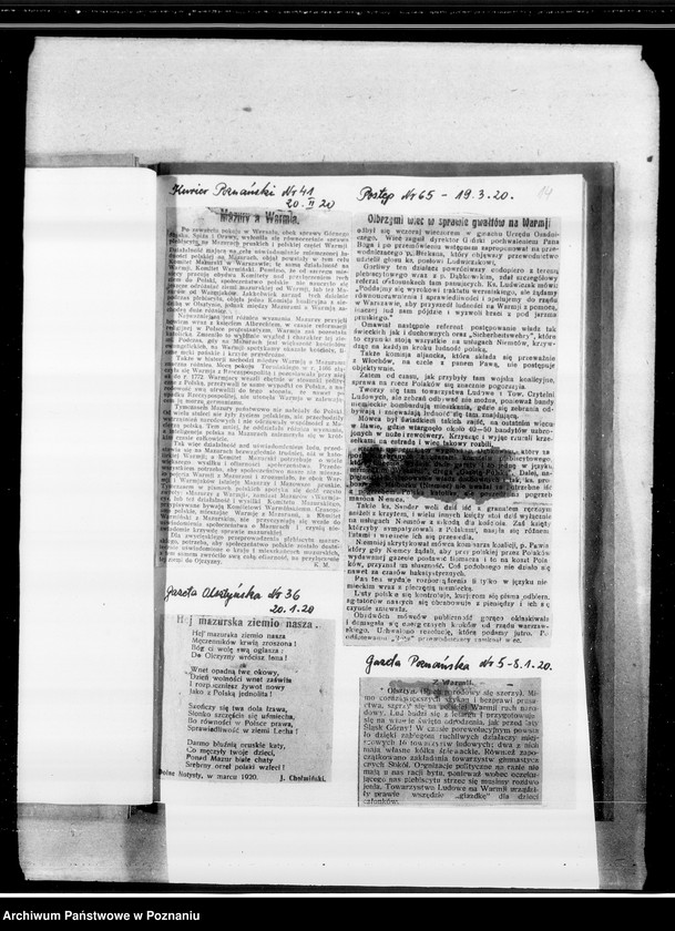 Obraz 20 z jednostki "Plebiscyt na Warmii i Mazurach [wycinki prasowe]"