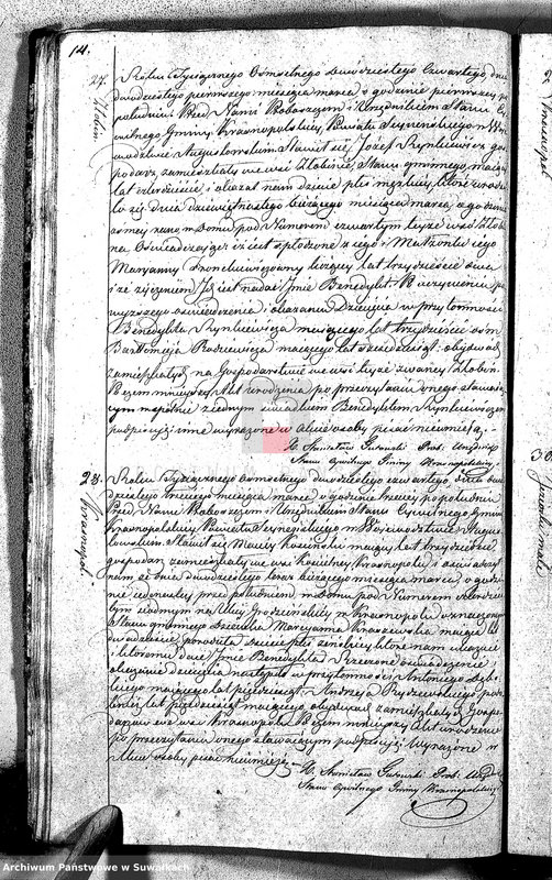 image.from.unit.number "Akta Urodzonych Gminy Krasnopolskiey Powiatu Seyneńskiego R-ku 1824 dnia 1 Stycznia .Województwo Augstowskie."
