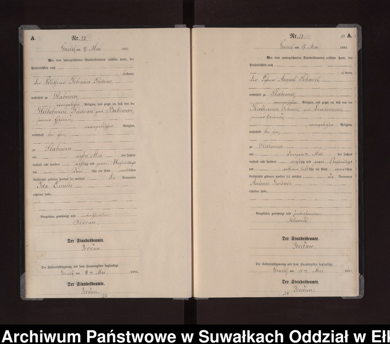 image.from.unit.number "Geburts-Neben-Register des Königlich Preussischen Standes-Amtes Gneist Kreis Loetzen"