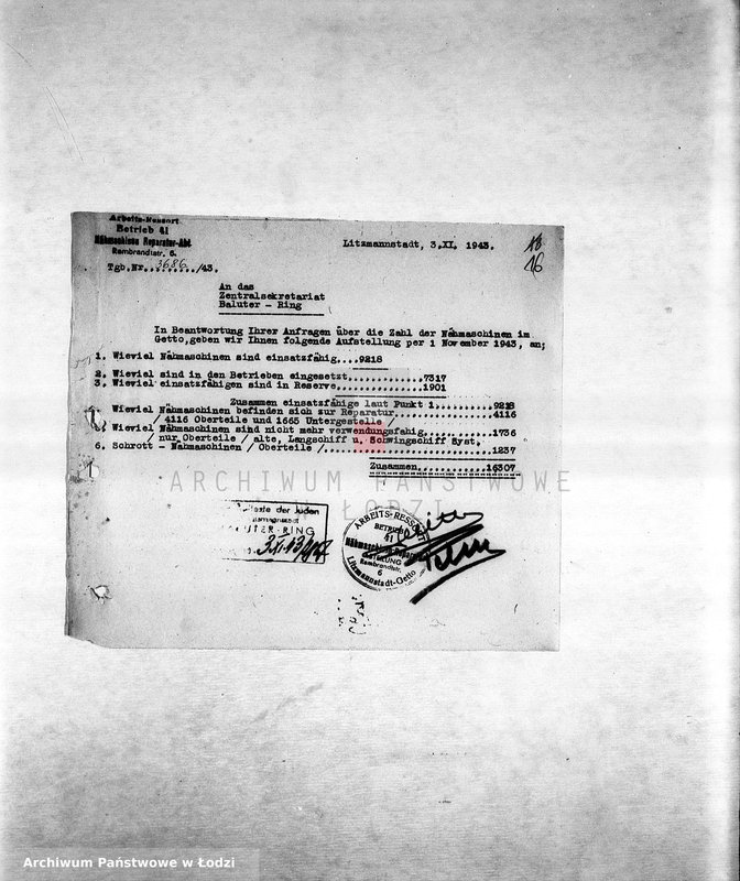 Obraz 19 z jednostki "Arbeitsressort M-P [Niemieckie zamówienia skierowane do resortów pracy, produkcja, zapotrzebowania materiałów do produkcji]"