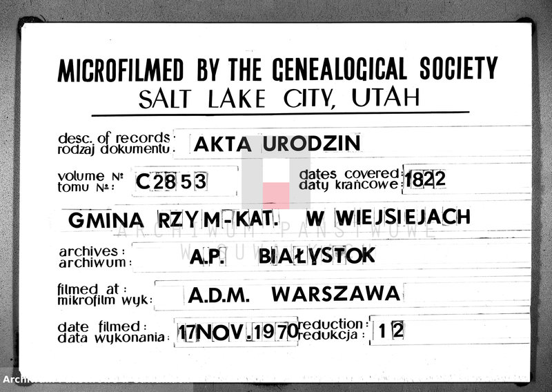 image.from.unit.number "Akta urodzonych gminy wieysieyskiey 1822 roku"