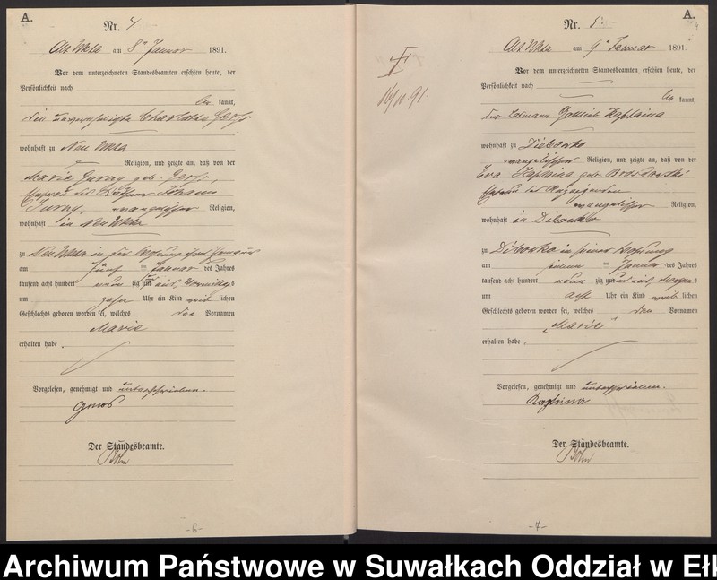 image.from.unit.number "Geburts-Haupt-Register des Königlichen Preussischen Standes-Amtes Ukta Kreis Sensburg"