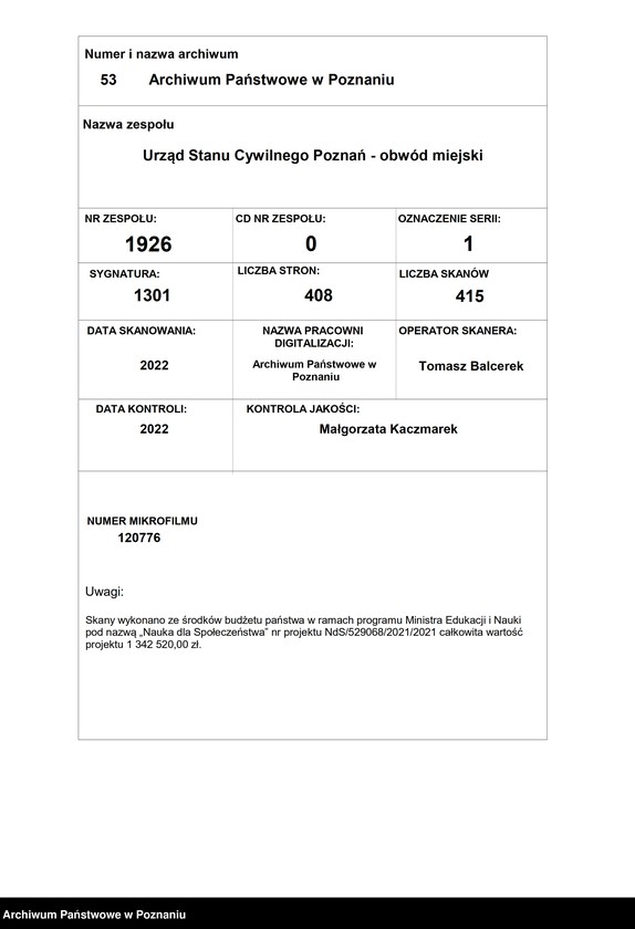 Obraz 1 z jednostki "Księga urodzeń odpis tom III [Rejestr poboczny urodzeń]"