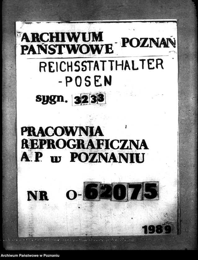Obraz 1 z jednostki "Übertragung von Hausgrundstücken aus früherem polnischen Besitz. Zuweisung von Dienstwohnungen usw."