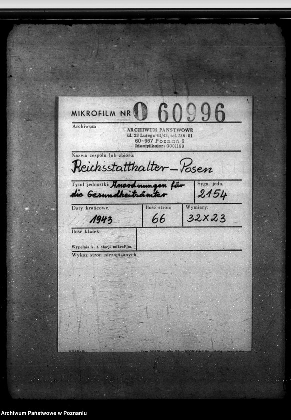 Obraz 2 z jednostki "Anordungen für die Gesundheitsämter"