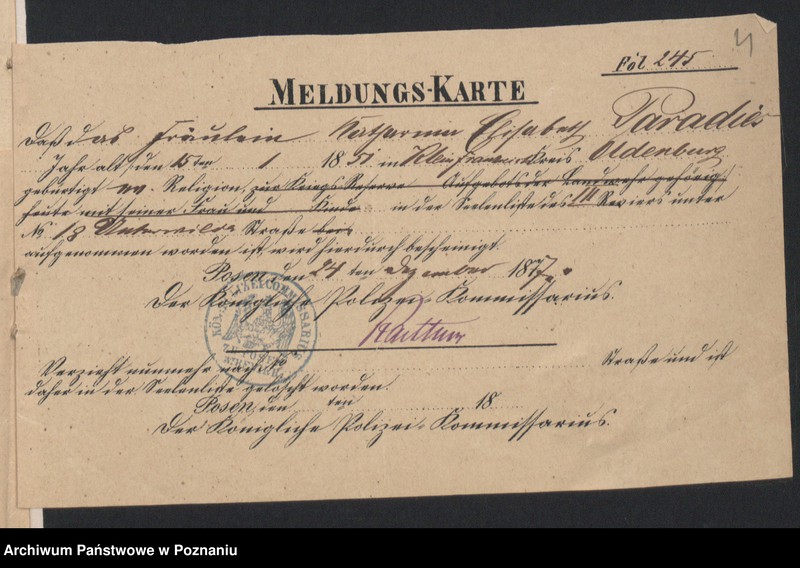 Obraz 6 z jednostki "Acta betreffend die Schrieftstücke nur §§ 28 bis 38,43,45 bis 50,55,65 und 66 der Reichsgesetz vom 6 Januar 1875 zum Heiraths -Register"