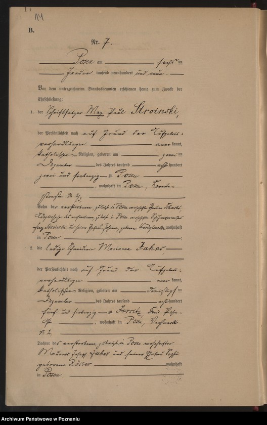 Obraz 16 z jednostki "Księga miejscowa małżeństw tom I [Rejestr główny małżeństw]"